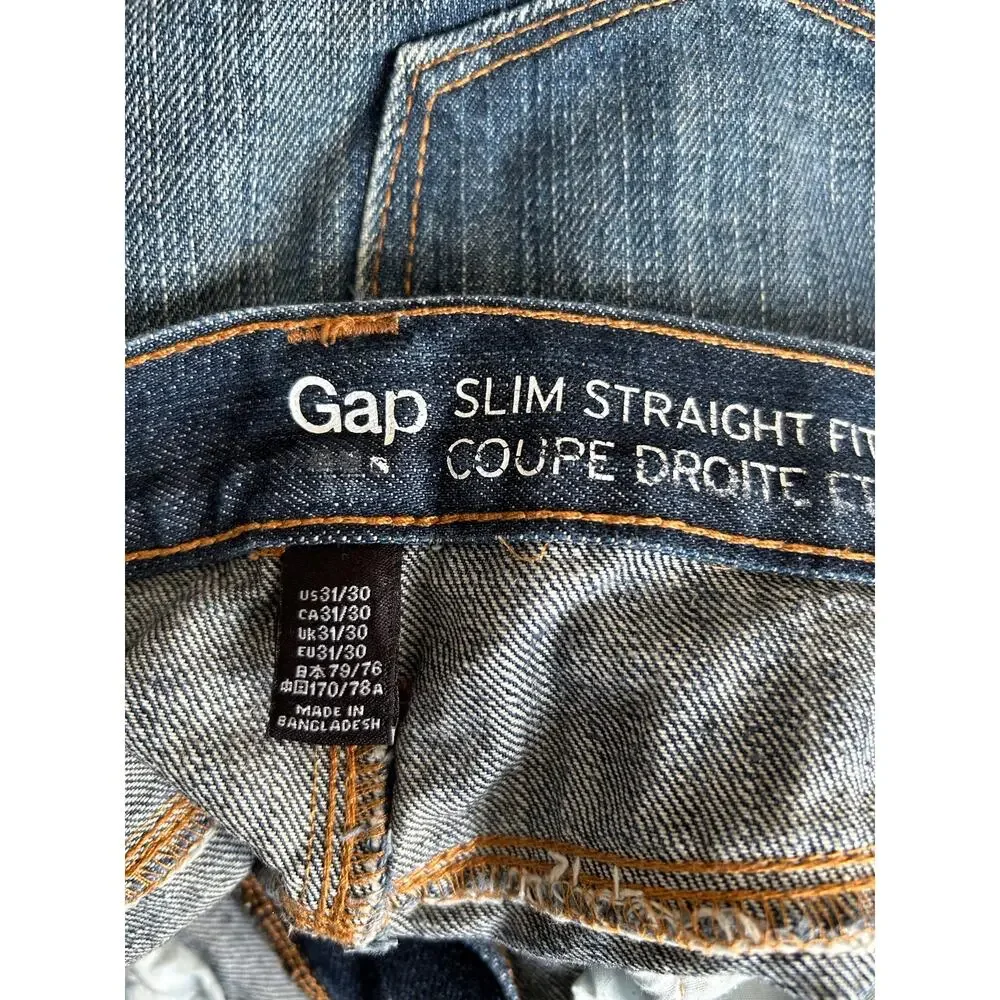 Gap Jeans Men’s Size 31/30 Slim Straight Mid Rise Medium Wash Denim 29” Inseam